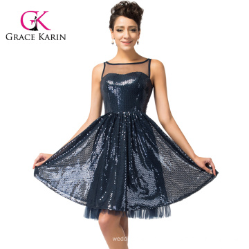 Nueva llegada !! Sin mangas de lentejuelas Grace Karin sin mangas vestidos de baile corto CL007599-1